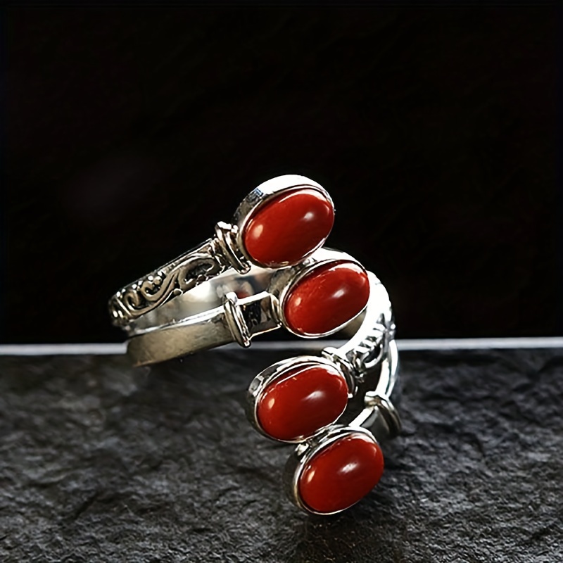 Vintage Red Turquoise Ring Exaggerated Adjustable Opening